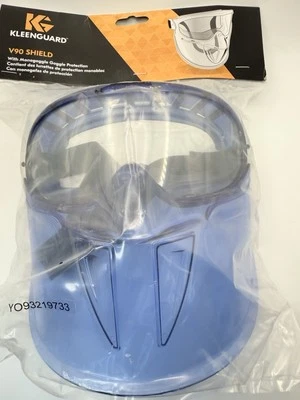 KLEENGUARD V90 PROTECTOR FACIAL PREMIUM CON GAFAS, MARCO AZUL, LENTE TRANSPARENTE, ANTINIEBLA Foto 1 de 2