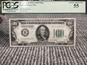1934A $100 MULE Federal Reserve Note Fr 2153m-B PCGS choice about new 55 - Picture 1 of 8