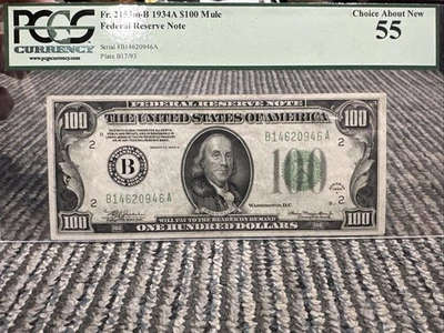 1934A $100 MULE Federal Reserve Note Fr 2153m-B PCGS choice about new 55 - Image 1 of 4