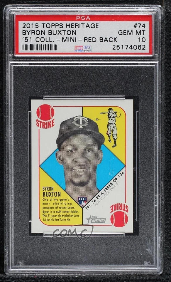 2015 Topps Heritage '51 Mini Red Back Byron Buxton #74 PSA 10 GEM MT Rookie RC - Image 1 of 2