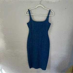 Susana Monaco Extreme Scoop Denim Midi Dress NEW Medium - Picture 1 of 8
