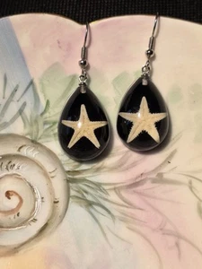 Starfish Resin Teardrop Earrings With Stainless Steel Hooks - Picture 1 of 3