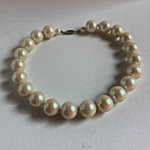 Necklace Vintage Chunky Imitation Pearl Choker 17" Barrel Clasp - Picture 1 of 3