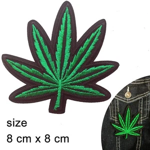 Hemp leaf Iron on patch cannabis Hashish weed leaves green iron-on patches - Picture 1 of 2