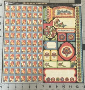 Graphic 45 Scrapbook Bohemian Bazaar Cardstock Stickers 6 sheets 12"x12" - Picture 1 of 1