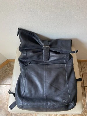 Hide & Stitches Rolltop LARGE Leather Backpack - black - Imagem 1 de 4