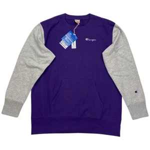 Champion Pullover Herren M Crewneck Oversize Sweatshirt violett lila grau Retro - Bild 1 von 8