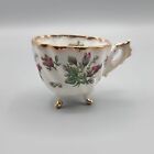 Relco Vintage Tri Footed Teacup Pink Roses Swirl Design Gold Trim 