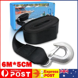 6M by 5cm Boat Trailer Winch Strap with Hook Replacement for Hand Crank 10000lbs - Picture 1 of 12