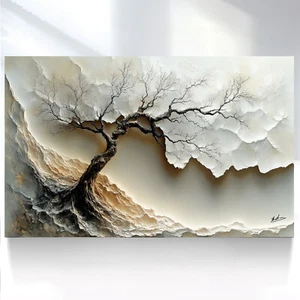 Leinwand Bild Landschaft Baum Natur 3D Marmor Optik Wandbilder Wohnzimmer 7856A - Bild 1 von 8
