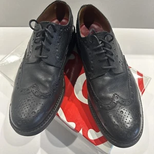 Grenson Archie Brogue Shoes Black Leather Wingtip Lace Up "Goodyear" 10-1/2 G - Picture 1 of 12