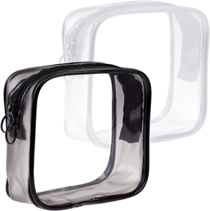 2 PCS Small Clear Makeup Bags Zipper Pouch Mini Cosmetic Bag White Black Toiletr - Picture 1 of 7