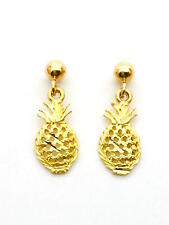 14K Solid Yellow Gold Hawaiian Pineapple Dangle Earring Length: 14 mm E354-30