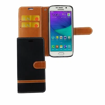 Phone Case for Samsung Galaxy S6 Edge Case Wallet Cover 360 Case Black Cover - Image 1 of 3