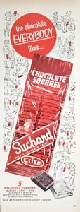 PRINT AD Suchard Milk Chocolate Crisp Squares 1952 5x13 5 Delicious Flavors - Picture 1 of 1