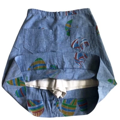Minifalda vintage años 70 cambray diseño velero pantalones cortos forrados algodón cremallera pequeña Foto 1 de 3