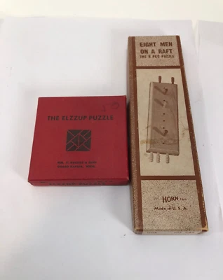 The Elzzup Puzzle Tangram Game Wood & Eight Men on a Raft Wooden 8 Peg Game - Image 1 of 4