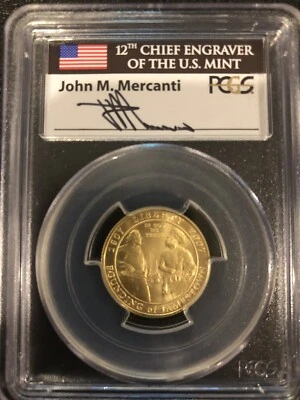 2007-W Jamestown Gold Coin PCGS MS 70 VERY RARE MERCANTI LABEL $5 - Image 1 of 2