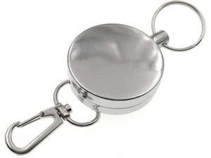 Retractable Key Fob 60cm Steel Wire Reel Belt Clip Key Holder Silver - Picture 1 of 24