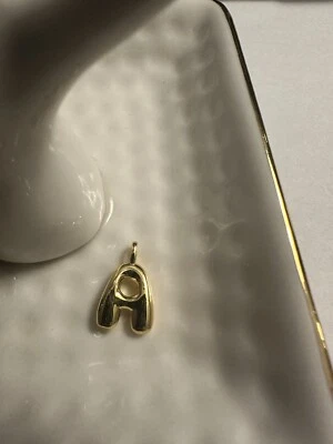 925 Sterling Silver Gold Plated Letter A - Initial Script Cursive Alphabet Charm - Image 1 of 3