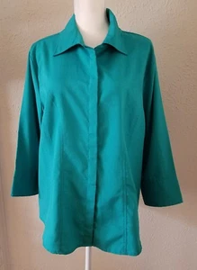 CATO Women's 18 / 20W Teal Button Down Dress Blouse Shirt Top Career VGUC - Picture 1 of 6