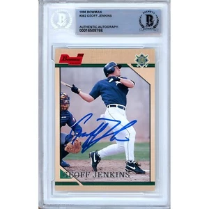1996 1st Bowman #362 Geoff Jenkins Signed Card AUTO RC Beckett Slabbed Brewers - Picture 1 of 6