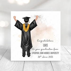 TARJETA DE FELICITACIÓN GRADUACIÓN PERSONALIZADA PERSONALIZAR VESTIDO DE PELO CINTA PIEL - Imagen 1 de 10