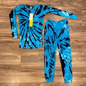 B Steps Layette Kids Boys Size 7 YEARS Snug Fit Blue Tie Dyed Pajama Top Bottoms - Picture 1 of 11