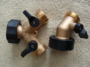 Messing 45 Grad Winkel & Y 2 Wege Ventil Gartenschlauch Verbinder für Wohnmobil 3/4 GHT - Set - Bild 1 von 5