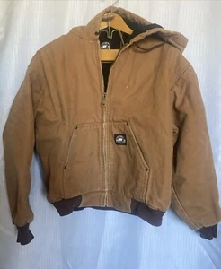 Vintage Polar King by Key Brown Canvas Jacket Adult 4XL Black Fleece Quilt Lined - Picture 1 of 5
