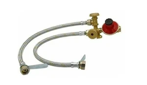 Centralina Regolatore di Pressione gas a Due Rubinetti Completo di Flessibili - Imagen 1 de 2