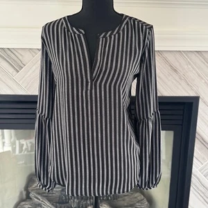 Blusa LOFT a Rayas Manga Campana Cuello Dividido Carrera Top XS - Imagen 1 de 4