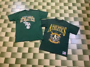 T-shirt vintage due anni 80 90 MLB Oakland Athletics adatta grande USA punto singolo - Foto 1 di 10