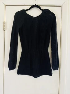 Vintage 70s Fairy Goth Witchy Dark Victorian Hippie Pointelle Pullover Sweater S - Bild 1 von 10