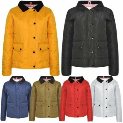 Enfants Veste Filles Matelassé Col Boutonné Fermeture Éclair Épais Manteau 5-13 - Photo 1/3