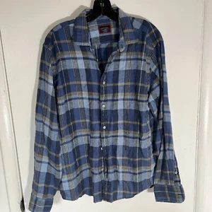 UNTUCKit Long Sleeve Shirt Mens Large Blue Plaid Linen Wrinkle Resistant Tribuno - Picture 1 of 9