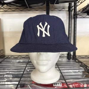 Vintage 1980er New Era New York Yankees Mütze nicht verstellbar Größe 7 3/8 hergestellt in den USA blau - Bild 1 von 5