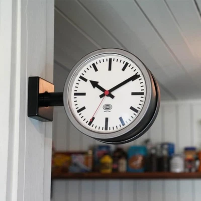 Dulton Double Sided Wall Clock 170D2 Black Simple Modern Retro Style Home Decor - Image 1 of 4