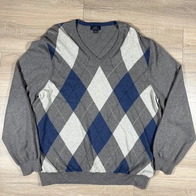 Свитер Brooks Brothers из кашемировой смеси Argyle с V-образным вырезом разноцветный геометрический размер XL - Изображение 1 из 4