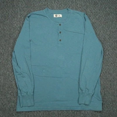 American Giant Shirt Men Extra Large Blue Heavyweight Slub Long Sleeve Henley XL - Image 1 of 4