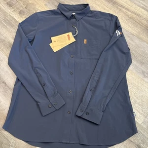 FjallRaven Women Ovik Lite Long Sleeve Shirt Medium Navy 89980 Company Logo - Picture 1 of 19