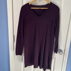 Eileen Fisher Merinowolle Tunika Pullover Langarm weinrot Freizeit Lagenlook - Bild 1 von 17