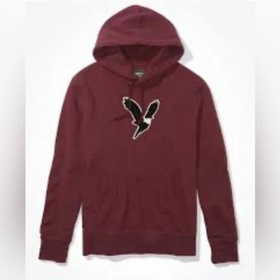 Sudadera con Capucha American Eagle Outfitters Para Hombre Gráfica Borgoña (Talla Pequeña) Foto 1 de 4