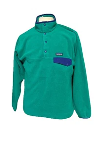 Vintage Patagonia Synchilla Fleece Snap T Pullover Mens M L Green Blue Y2K VGC! - Picture 1 of 12
