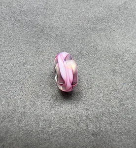 Trollbeads Sterling Silver Murano Glass Rose Ribbon Bead TGLBE-10230 - Picture 1 of 5