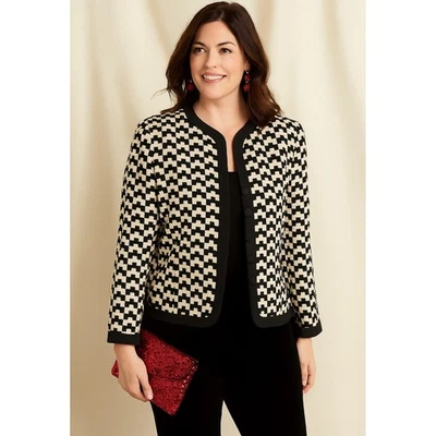 Adrianna Papell 100% silk Black and White Geometric Jacket- Size 8 roughly - Image 1 of 4