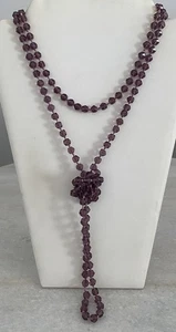 Vintage Faceted Glass Beads Necklace Flapper Opera Deco Amethyst Purple 59” - Picture 1 of 5