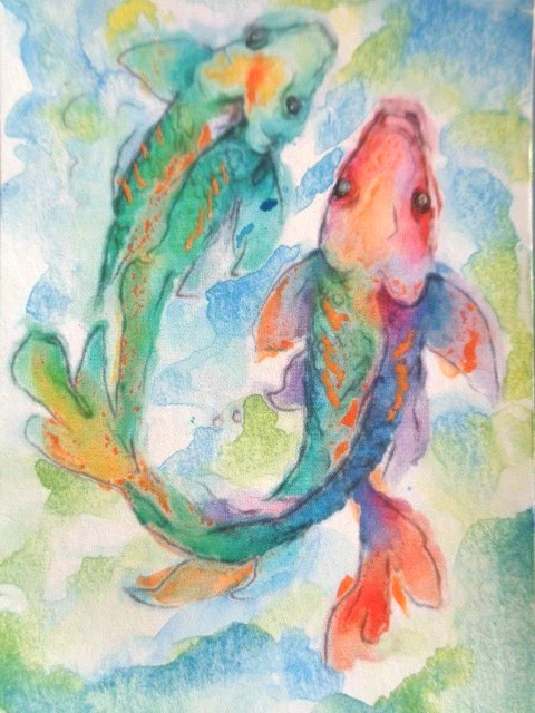 ACEO - 彩色 KOI 鱼艺术 * * 限时出售!! — 第 1/1 张图片