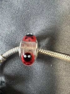 Genuine Pandora Red Ladybird Ladybug Murano Glass Bead Charm - Picture 1 of 3