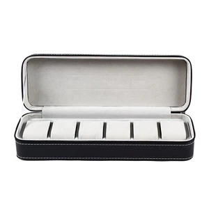 Bolsa organizadora de reloj de cuero PU de 6 ranuras caja vitrina de almacenamiento de joyas - Imagen 1 de 8